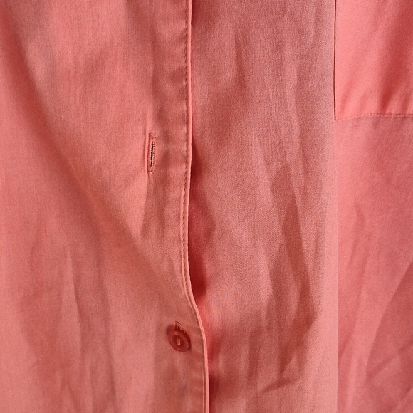 Basic Editions Plus Sz22W Melon Pink Short Sleeves Collar Button Down Cotton - Picture 10 of 10